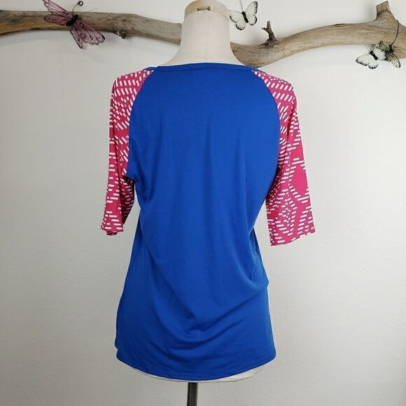 Lularoe Randy blue with pink sleeves - Picture 3 of 4